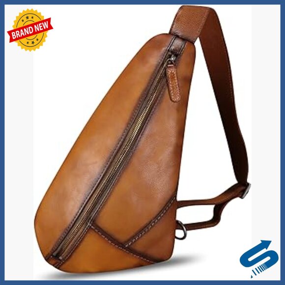 Genuine Leather Crossbody Sling Backpack Daypack Shoulder Bag